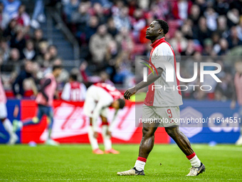 AFC Ajax Amsterdam forward Brian Brobbey plays during the match between Ajax and Groningen at the Johan Cruijff ArenA for the Dutch Eredivis...