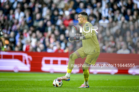 AFC Ajax Amsterdam goalkeeper plays during the match between Ajax and Groningen at the Johan Cruijff ArenA for the Dutch Eredivisie season 2...