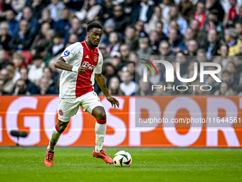 AFC Ajax Amsterdam defender Jorrel Hato plays during the match between Ajax and Groningen at the Johan Cruijff ArenA for the Dutch Eredivisi...