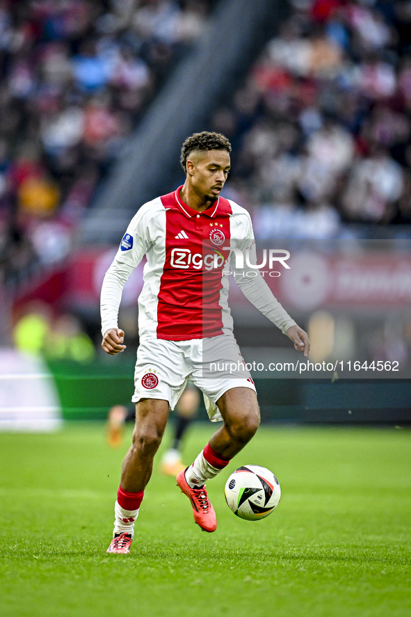 AFC Ajax Amsterdam defender Devyne Rensch plays during the match between Ajax and Groningen at the Johan Cruijff ArenA for the Dutch Eredivi...