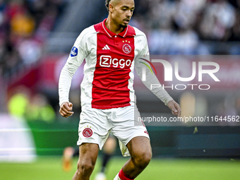 AFC Ajax Amsterdam defender Devyne Rensch plays during the match between Ajax and Groningen at the Johan Cruijff ArenA for the Dutch Eredivi...