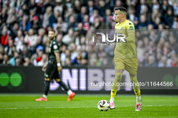 FC Groningen goalkeeper Etienne Vaessen participates in the match between Ajax and Groningen at the Johan Cruijff ArenA for the Dutch Erediv...