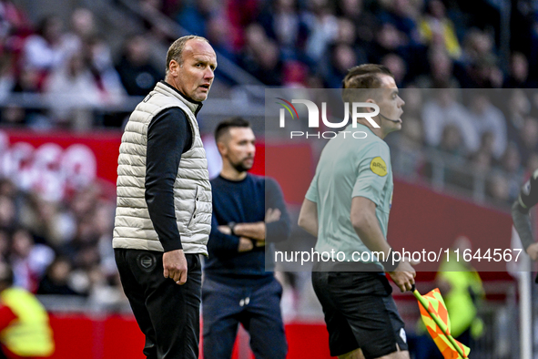 FC Groningen trainer Dick Lukkien is present during the match between Ajax and Groningen at the Johan Cruijff ArenA for the Dutch Eredivisie...