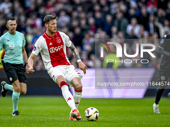 AFC Ajax Amsterdam forward Wout Weghorst plays during the match between Ajax and Groningen at the Johan Cruijff ArenA for the Dutch Eredivis...