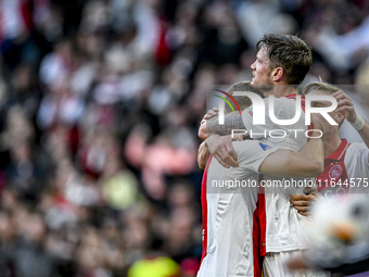 AFC Ajax Amsterdam forward Wout Weghorst celebrates the 2-1 goal during the match between Ajax and Groningen at the Johan Cruijff ArenA for...