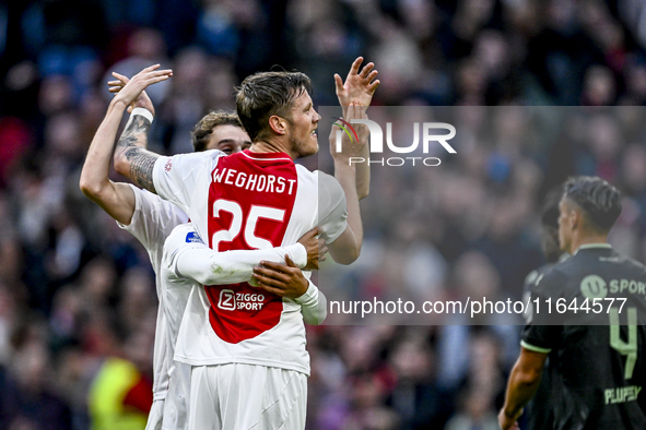 AFC Ajax Amsterdam forward Wout Weghorst celebrates the goal during the match between Ajax and Groningen at the Johan Cruijff ArenA for the...