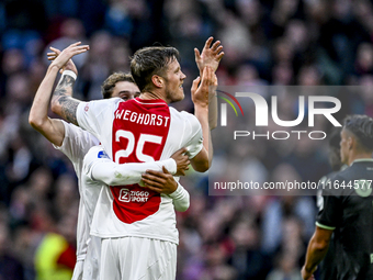 AFC Ajax Amsterdam forward Wout Weghorst celebrates the goal during the match between Ajax and Groningen at the Johan Cruijff ArenA for the...