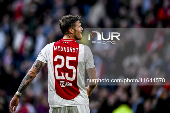 AFC Ajax Amsterdam forward Wout Weghorst plays during the match between Ajax and Groningen at the Johan Cruijff ArenA for the Dutch Eredivis...