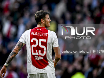 AFC Ajax Amsterdam forward Wout Weghorst plays during the match between Ajax and Groningen at the Johan Cruijff ArenA for the Dutch Eredivis...