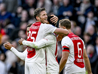 AFC Ajax Amsterdam forwards Wout Weghorst and Chuba Akpom play during the match between Ajax and Groningen at the Johan Cruijff ArenA for th...