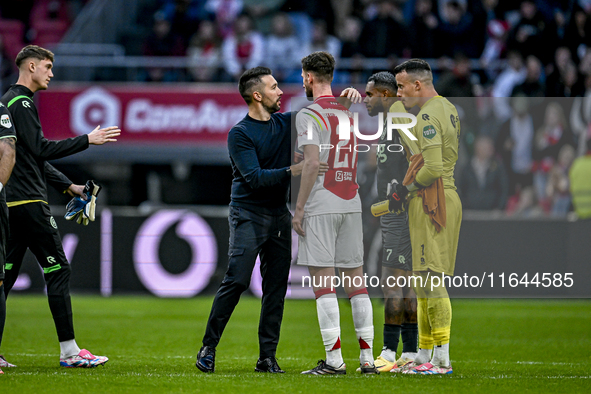 AFC Ajax Amsterdam trainer Francesco Fariolo, AFC Ajax Amsterdam midfielder Branco van den Boomen, and FC Groningen goalkeeper Etienne Vaess...