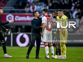 AFC Ajax Amsterdam trainer Francesco Fariolo, AFC Ajax Amsterdam midfielder Branco van den Boomen, and FC Groningen goalkeeper Etienne Vaess...