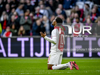 AFC Ajax Amsterdam forward Chuba Akpom celebrates the 3-1 goal during the match between Ajax and Groningen at the Johan Cruijff ArenA for th...