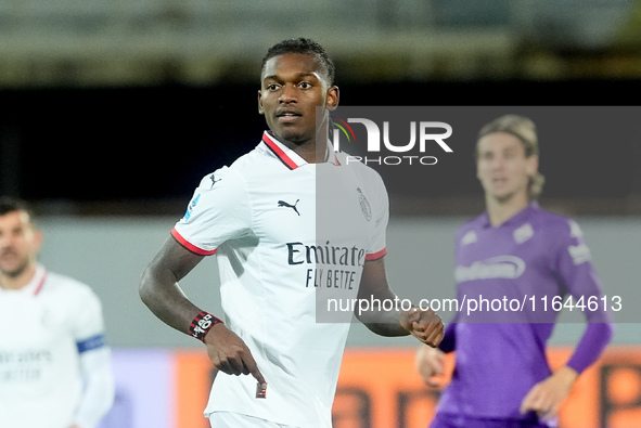 Rafael Leao of AC Milan looks on during the Serie A Enilive match between ACF Fiorentina and AC Milan at Stadio Artemio Franchi on October 0...