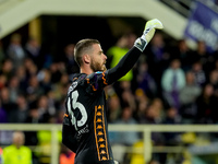 David De Gea of ACF Fiorentina gestures during the Serie A Enilive match between ACF Fiorentina and AC Milan at Stadio Artemio Franchi on Oc...