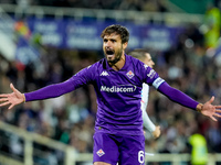 Luca Ranieri of ACF Fiorentina celebrates after David De Gea saves the second penalty kick during the Serie A Enilive match between ACF Fior...