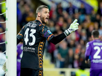 David De Gea of ACF Fiorentina celebrates after saving the secon penalty kick of the match during the Serie A Enilive match between ACF Fior...