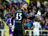 David De Gea of ACF Fiorentina celebrates after saving the secon penalty kick of the match during the Serie A Enilive match between ACF Fior...