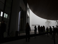 In Lisbon, Portugal, on October 6, 2024, people wait to enter the new Center for Modern Art. CAM is an art and culture center with a collect...