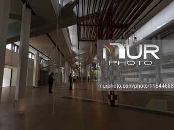 People are seen inside the new Center for Modern Art in Lisbon, Portugal, on October 6, 2024. CAM is an art and culture center with a collec...