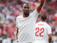 Dodi Lukebakio of Sevilla FC celebrates a goal during the La Liga EA Sports match between Sevilla FC and Real Betis at Sanchez Pizjuan in Se...