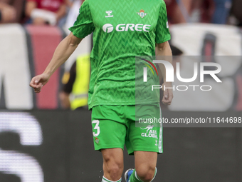 Diego Llorente of Real Betis runs with the ball during the La Liga EA Sports match between Sevilla FC and Real Betis at Sanchez Pizjuan in S...