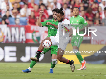 Chidera Ejuke of Sevilla FC controls the ball during the La Liga EA Sports match between Sevilla FC and Real Betis at Sanchez Pizjuan in Sev...