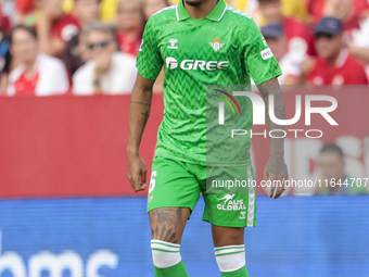 Natan Bernardo de Souza of Real Betis controls the ball during the La Liga EA Sports match between Sevilla FC and Real Betis at Sanchez Pizj...