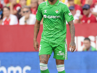 Natan Bernardo de Souza of Real Betis controls the ball during the La Liga EA Sports match between Sevilla FC and Real Betis at Sanchez Pizj...