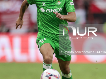 Ricardo Rodriguez of Real Betis runs with the ball during the La Liga EA Sports match between Sevilla FC and Real Betis at Sanchez Pizjuan i...