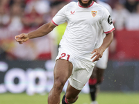 Chidera Ejuke of Sevilla FC runs with the ball during the La Liga EA Sports match between Sevilla FC and Real Betis at Sanchez Pizjuan in Se...