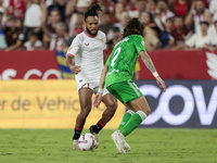 Chidera Ejuke of Sevilla FC runs with the ball during the La Liga EA Sports match between Sevilla FC and Real Betis at Sanchez Pizjuan in Se...