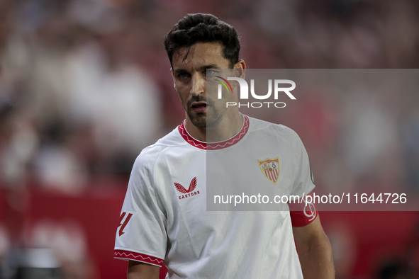 Jesus Navas of Sevilla FC participates in the La Liga EA Sports match between Sevilla FC and Real Betis at Sanchez Pizjuan in Seville, Spain...