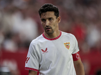 Jesus Navas of Sevilla FC participates in the La Liga EA Sports match between Sevilla FC and Real Betis at Sanchez Pizjuan in Seville, Spain...