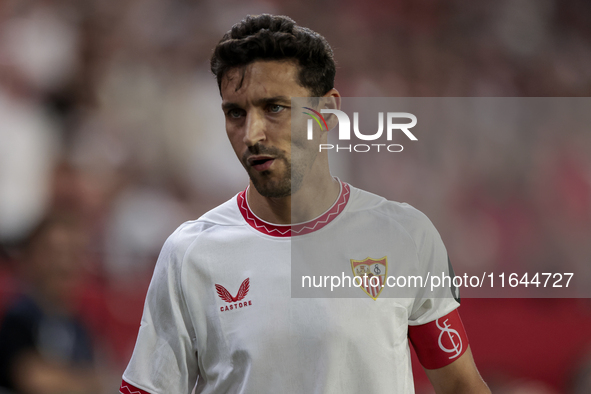 Jesus Navas of Sevilla FC participates in the La Liga EA Sports match between Sevilla FC and Real Betis at Sanchez Pizjuan in Seville, Spain...