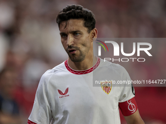 Jesus Navas of Sevilla FC participates in the La Liga EA Sports match between Sevilla FC and Real Betis at Sanchez Pizjuan in Seville, Spain...