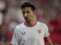 Jesus Navas of Sevilla FC participates in the La Liga EA Sports match between Sevilla FC and Real Betis at Sanchez Pizjuan in Seville, Spain...