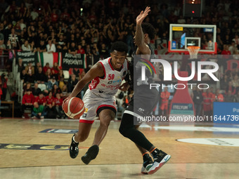 Jaylen Hands plays for Openjobmetis Varese during the LBA Italy Championship match between Openjobmetis Varese and Bertram Derthona Tortona...