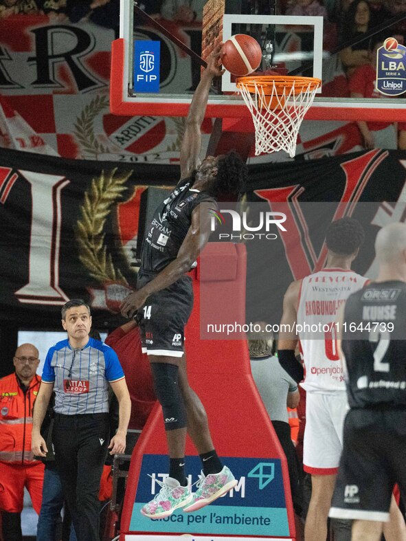 Ismaël Kamagate plays for Bertram Derthona Tortona during the LBA Italy Championship match between Openjobmetis Varese and Bertram Derthona...