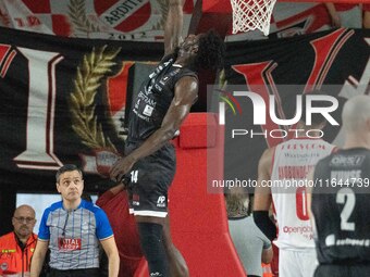 Ismaël Kamagate plays for Bertram Derthona Tortona during the LBA Italy Championship match between Openjobmetis Varese and Bertram Derthona...