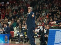 Head Coach Walter De Raffaele of Bertram Derthona Tortona is present during the LBA Italy Championship match between Openjobmetis Varese and...