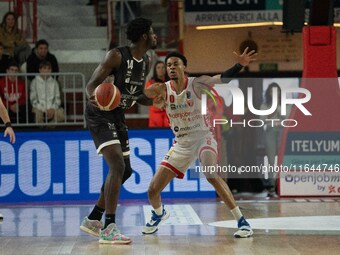 Kaodirichi Akobundu-Ehiogu of Openjobmetis Varese and Ismaël Kamagate of Bertram Derthona Tortona participate in the LBA Italy Championship...