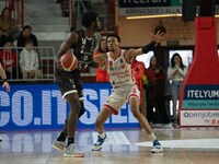 Kaodirichi Akobundu-Ehiogu of Openjobmetis Varese and Ismaël Kamagate of Bertram Derthona Tortona participate in the LBA Italy Championship...