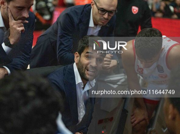 Head Coach Herman Mandole of Openjobmetis Varese is present during the LBA Italy Championship match between Openjobmetis Varese and Bertram...