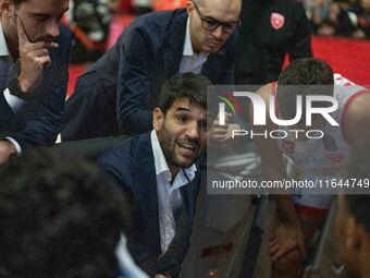 Head Coach Herman Mandole of Openjobmetis Varese is present during the LBA Italy Championship match between Openjobmetis Varese and Bertram...