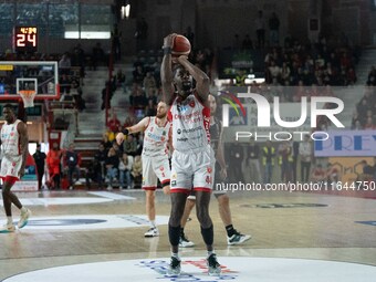 Gabe Brown plays for Openjobmetis Varese during the LBA Italy Championship match between Openjobmetis Varese and Bertram Derthona Tortona in...