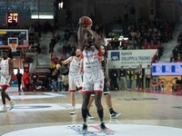 Gabe Brown plays for Openjobmetis Varese during the LBA Italy Championship match between Openjobmetis Varese and Bertram Derthona Tortona in...