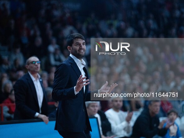 Head Coach Herman Mandole of Openjobmetis Varese is present during the LBA Italy Championship match between Openjobmetis Varese and Bertram...