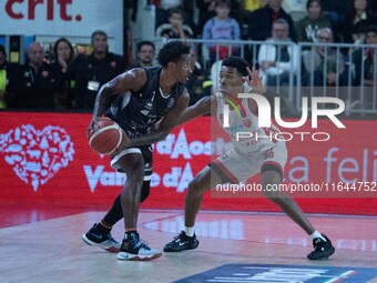 Jaylen Hands of Openjobmetis Varese and Christian Vital of Bertram Derthona Tortona play during the LBA Italy Championship match between Ope...