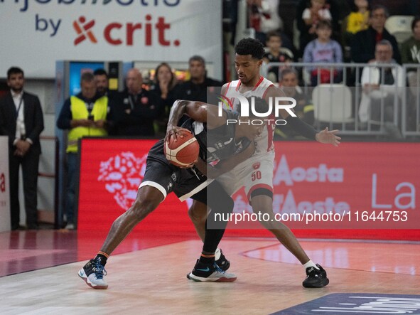 Jaylen Hands plays for Openjobmetis Varese during the LBA Italy Championship match between Openjobmetis Varese and Bertram Derthona Tortona...